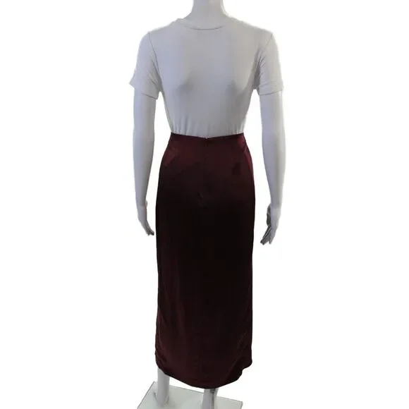 Tularosa Womens Red Wrap Skirt Viscose Polyester Midi Solid Size XS - Picture 3 of 7